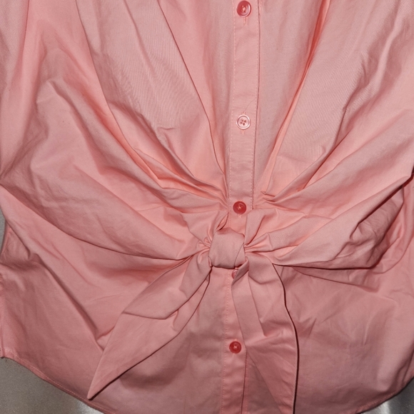 🎉Nine West Button Down Top | Pink Sleeveless Tie Front Shirt | Size XS - Picture 3 of 5